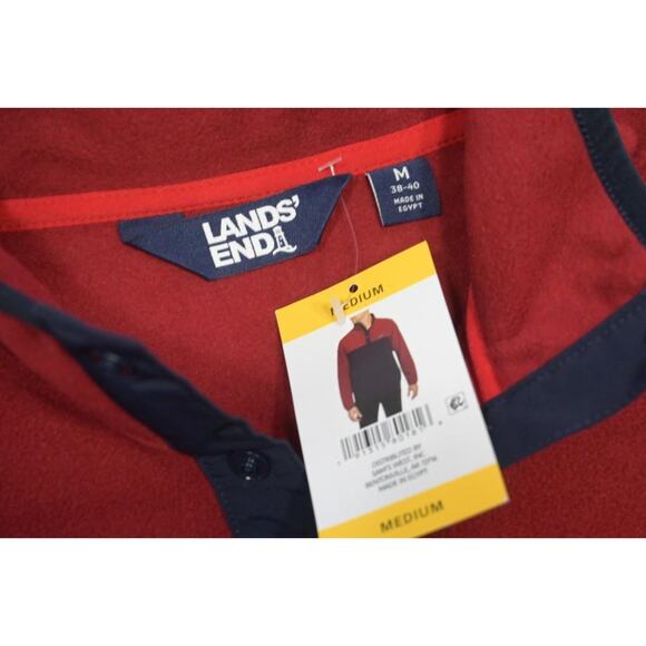 Land's End Snap Neck Fleece Jacket Comfort Maroon Blue Mens Sz Medium NWT - Picture 6 of 7